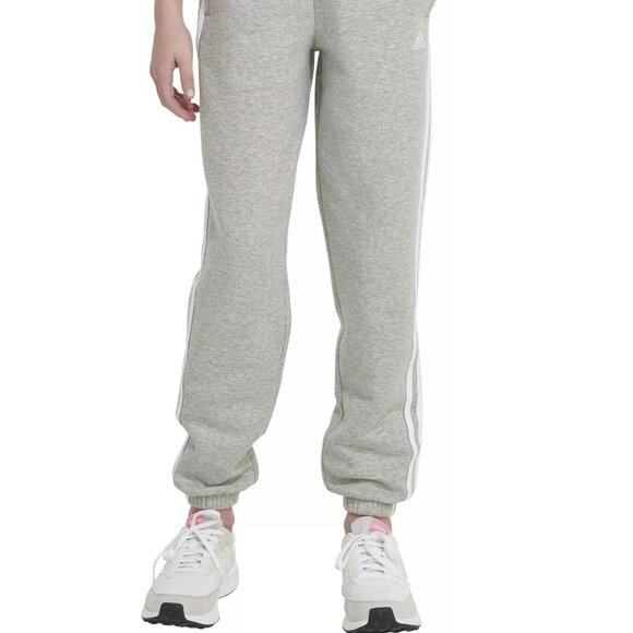 NWT adidas Girls' Elastic Waistband 3-Stripe Cotton Fleece Joggers - Picture 3 of 8